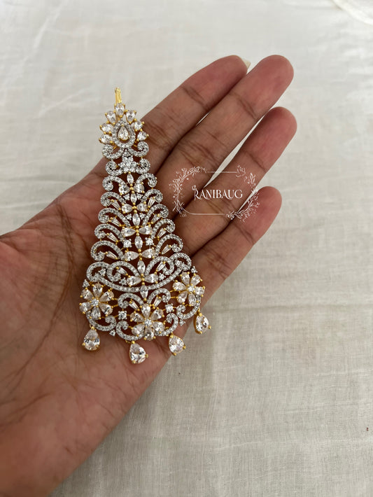 Nayab Minimal Gold Tone Diamond Hair Paasa Jewellery By Ranibaug