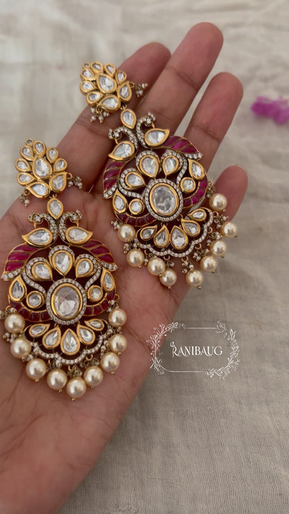 Nayera Grand Premium Gold Finish Bridal Drop Statement Earrings By Ranibaug