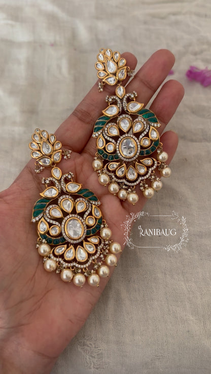 Nayera Grand Premium Gold Finish Bridal Drop Statement Earrings By Ranibaug