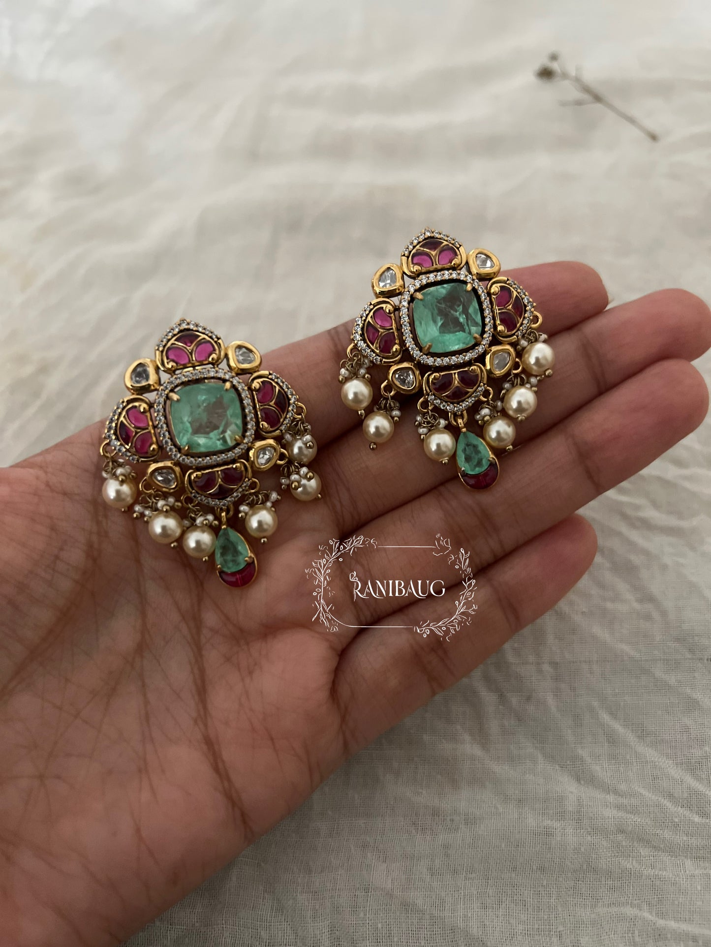 Nazrana Festive Gemstone Regal Statement Earrings 2025 By Ranibaug