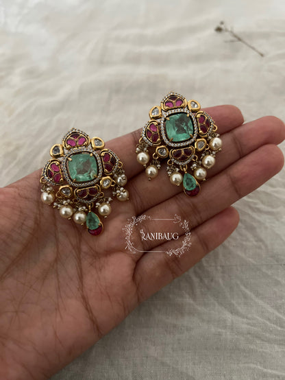Nazrana Festive Gemstone Regal Statement Earrings 2025 By Ranibaug