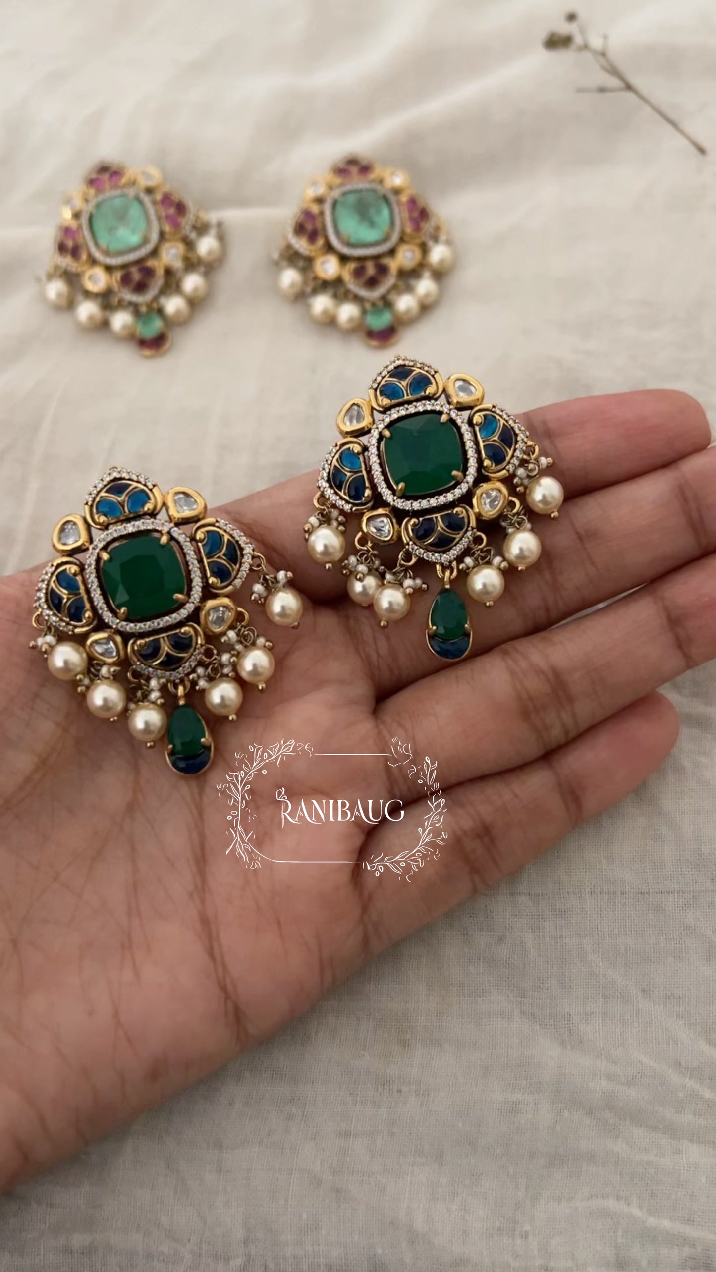 Nazrana Festive Gemstone Regal Statement Earrings 2025 By Ranibaug