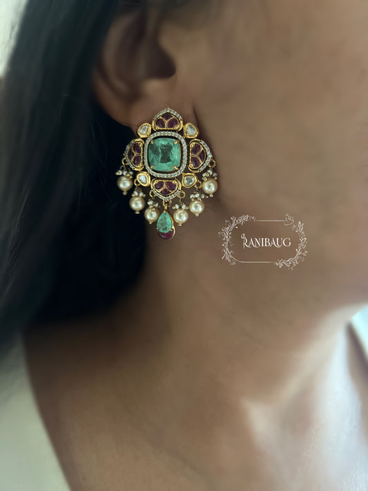 Nazrana Festive Gemstone Regal Statement Earrings 2025 By Ranibaug