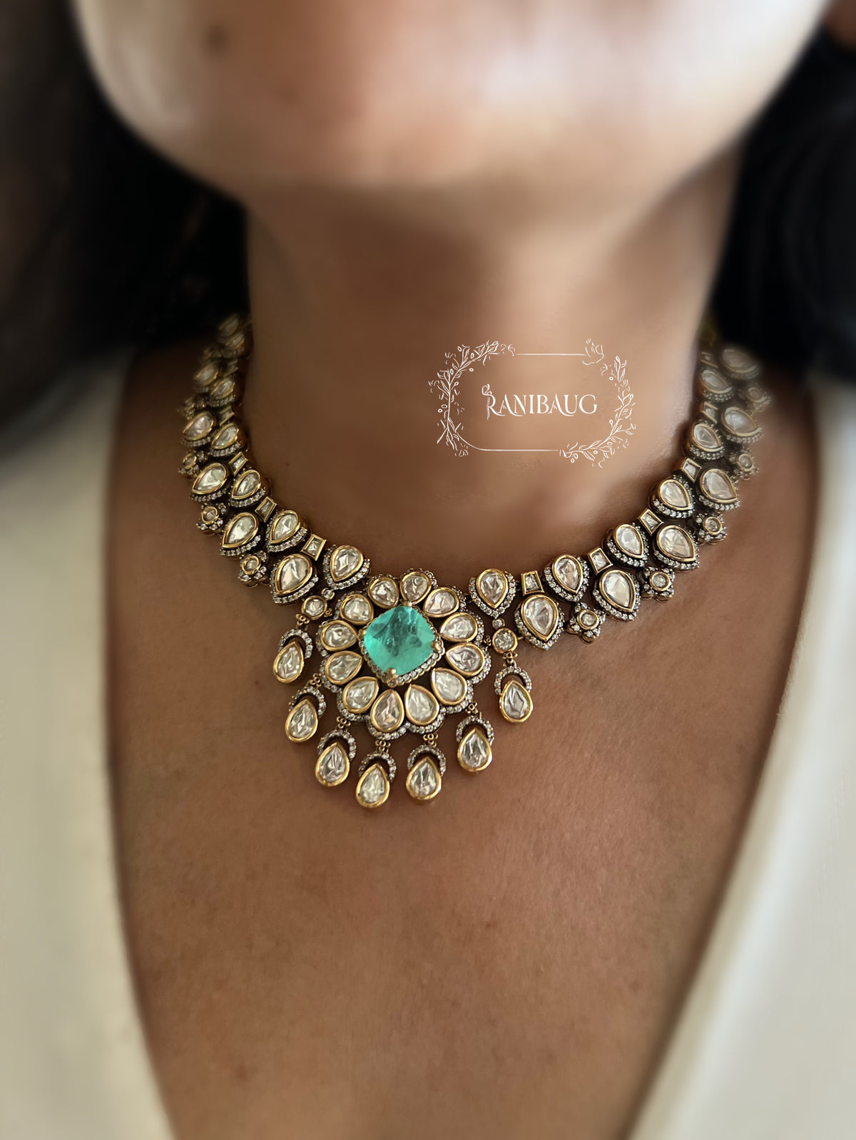 Neeti Polki Kundan Floral Color Gemstone Gold Finish Festive Wedding Jewelry By Ranibaug