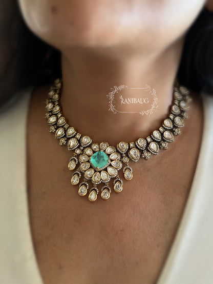 Neeti Polki Kundan Floral Color Gemstone Gold Finish Festive Wedding Jewelry By Ranibaug