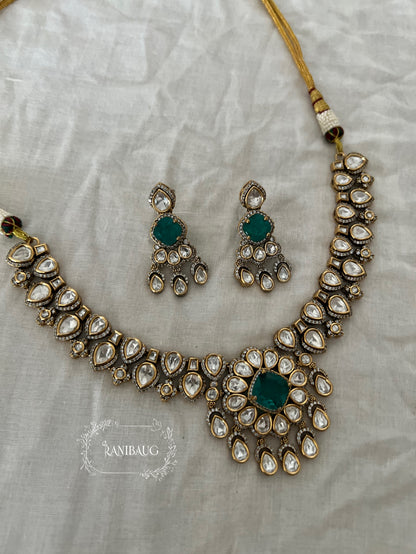 Neeti Polki Kundan Floral Color Gemstone Gold Finish Festive Wedding Jewelry By Ranibaug