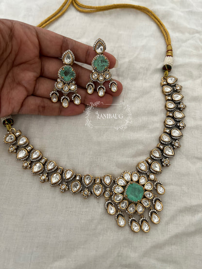 Neeti Polki Kundan Floral Color Gemstone Gold Finish Festive Wedding Jewelry By Ranibaug