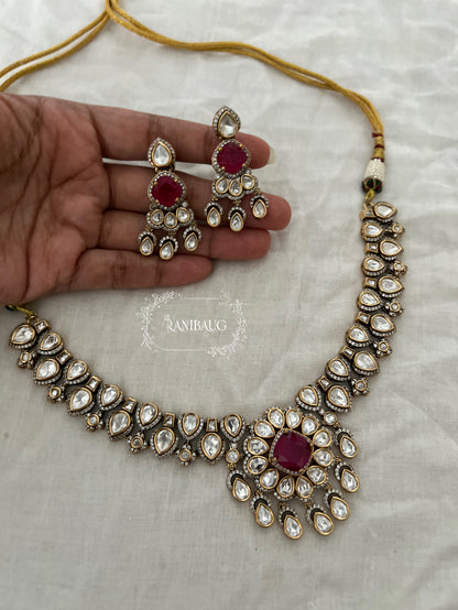 Neeti Polki Kundan Floral Color Gemstone Gold Finish Festive Wedding Jewelry By Ranibaug