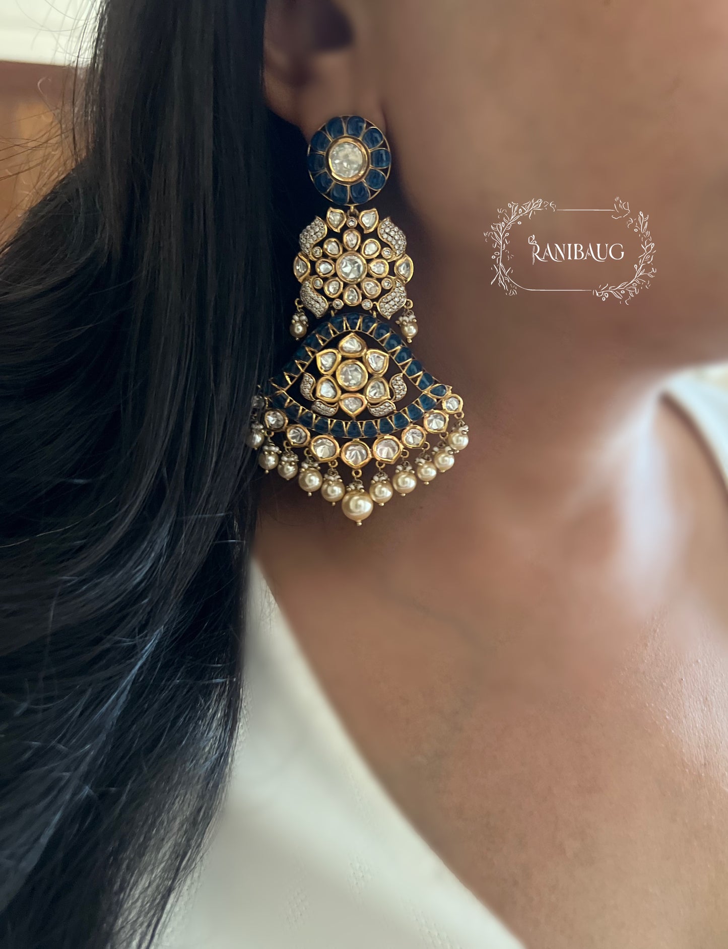 Nemisha Intricate Polki Kundan Chandelier Long Chandbali Earrings By Ranibaug