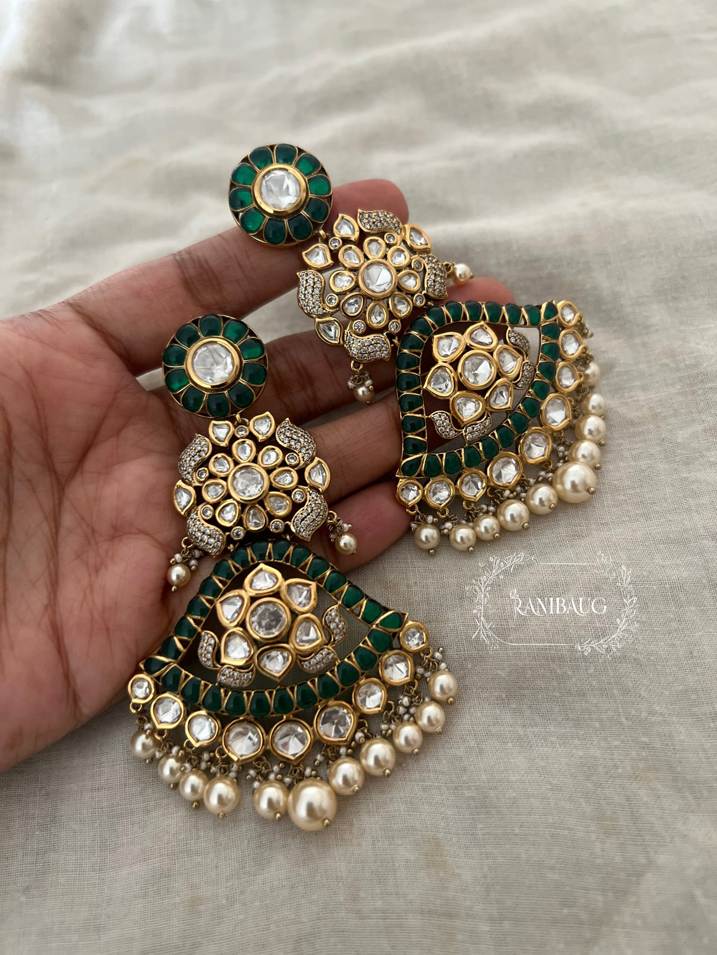 Nemisha Intricate Polki Kundan Chandelier Long Chandbali Earrings By Ranibaug