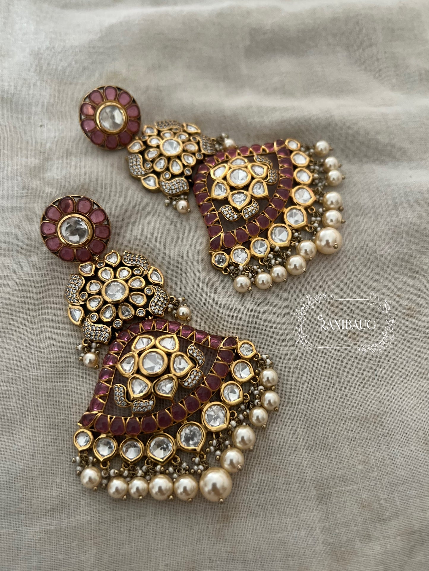 Nemisha Intricate Polki Kundan Chandelier Long Chandbali Earrings By Ranibaug