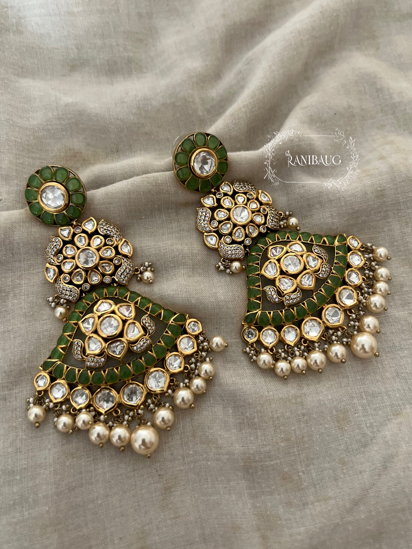 Nemisha Intricate Polki Kundan Chandelier Long Chandbali Earrings By Ranibaug