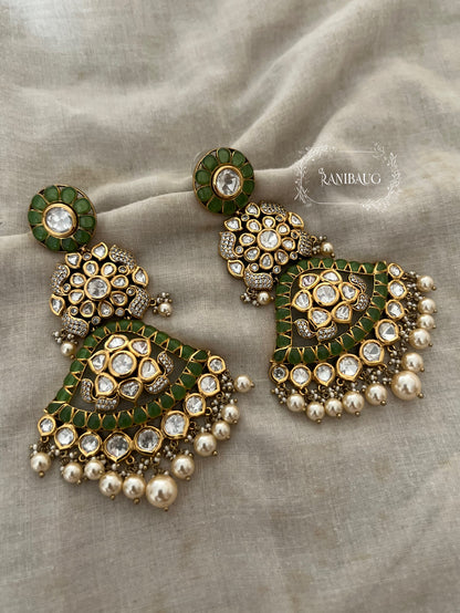 Nemisha Intricate Polki Kundan Chandelier Long Chandbali Earrings By Ranibaug