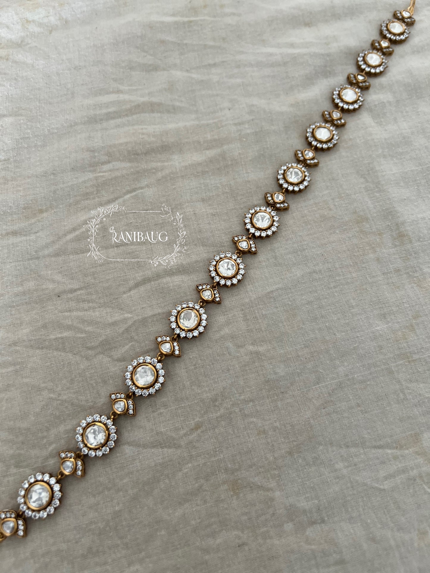 Niharika Victorian Mossainite Sheesh Patti Indian Hair Jewelry By Ranibaug