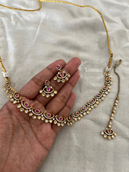 Nimrit Minimal Gold Plated Kundan Studded Necklace Set By Ranibaug | 2025