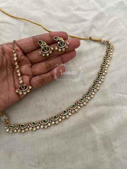 Nimrit Minimal Gold Plated Kundan Studded Necklace Set By Ranibaug | 2025