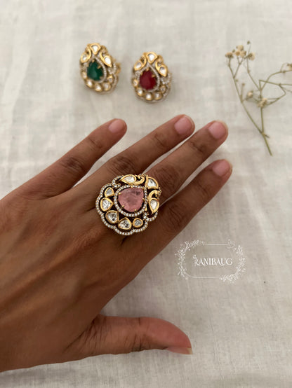 Nimrit Polki Multicolor Designer Ring By Ranibaug