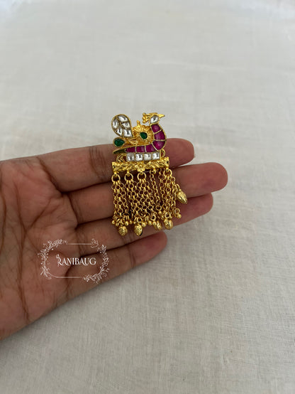 Niranjana Bird Motif Gold Fringes Unique Designer Heritage Ring Jewelry By Ranibaug