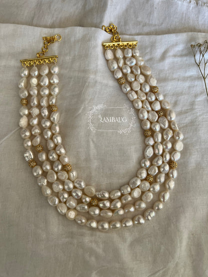 Nirmala 4 Layer Mid Long Real Freshwater Pearls Necklace By Ranibaug | Premium Semi Precious Jewellery Collection 2026