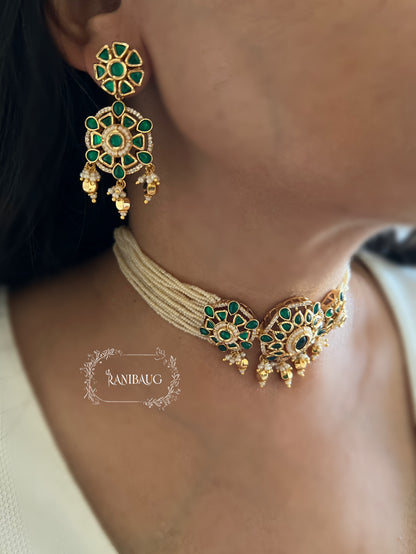 Nishika Pearl Strand Gold Traditional Indian Choker Set For Wedding By Ranibaug