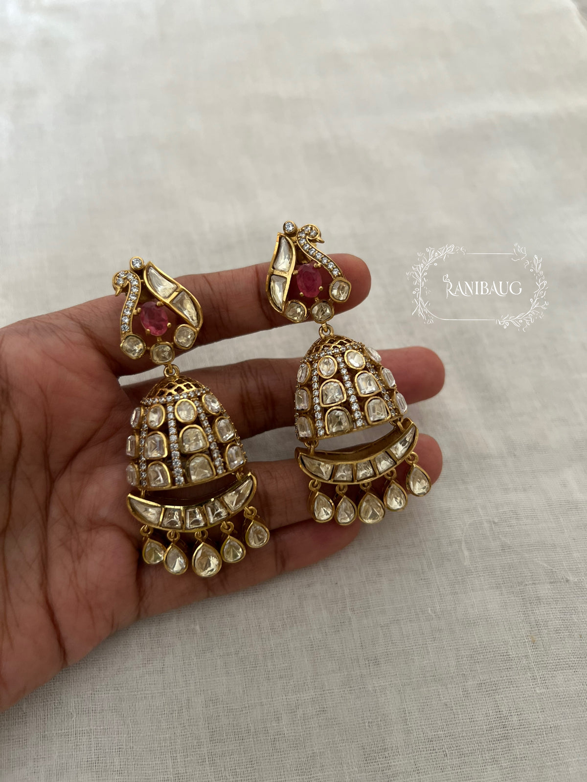Nishita Kundan Gold Finish Royal Jhumka By Ranibaug