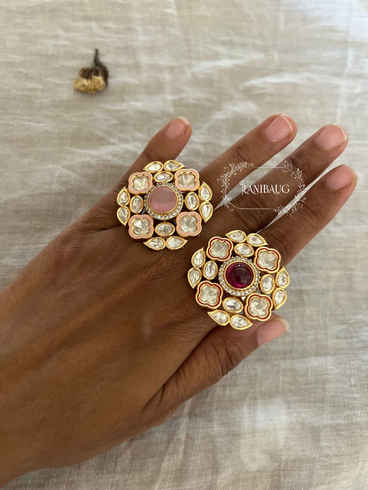Nishka Polki Kundan Studded Gold Plated Rings By Ranibaug