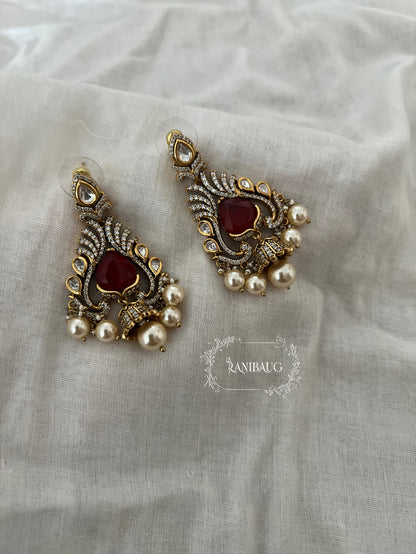 Nishka Vintage Polki Pearl Festive Chandbali By Ranibaug