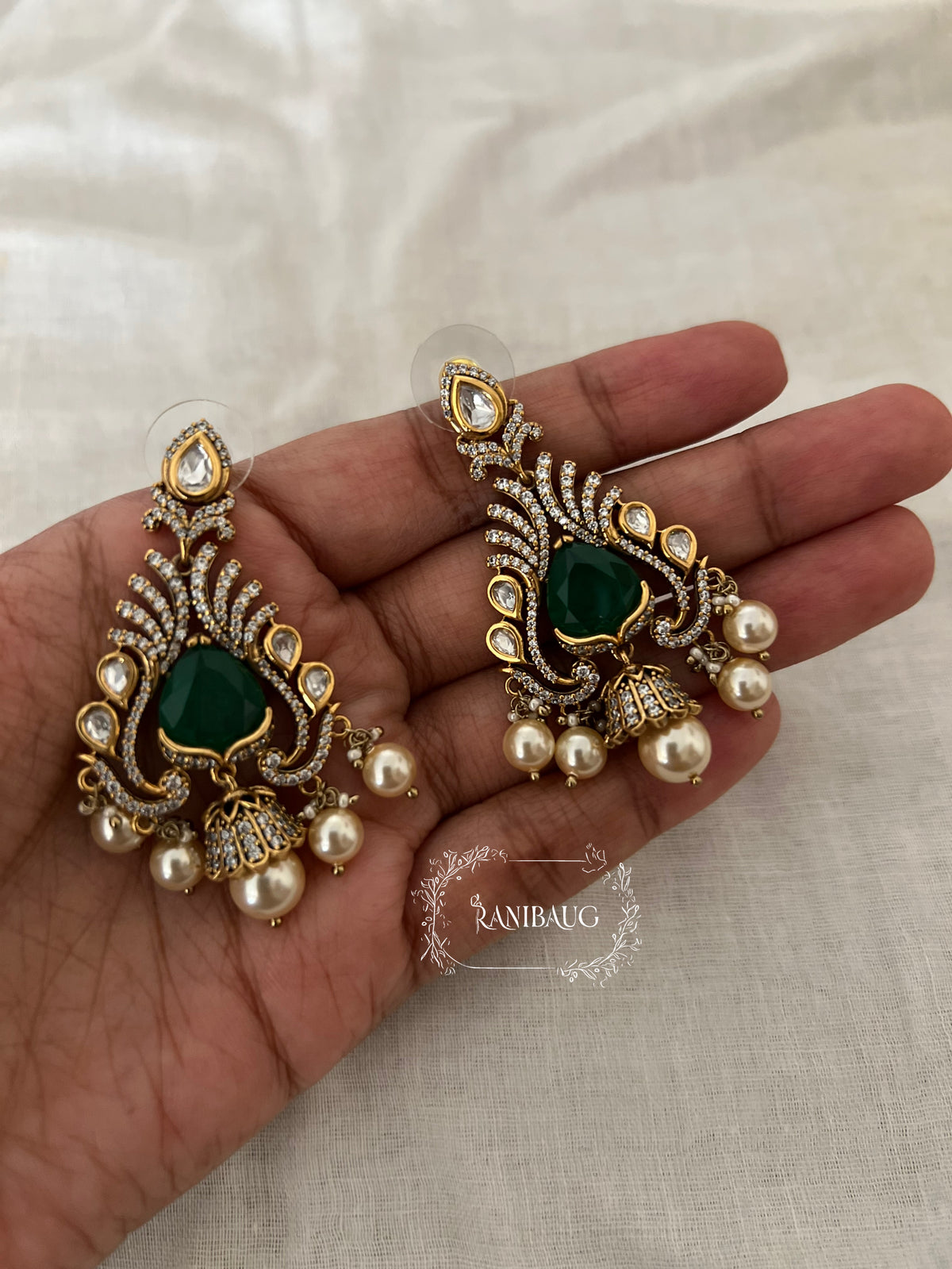 Nishka Vintage Polki Pearl Festive Chandbali By Ranibaug