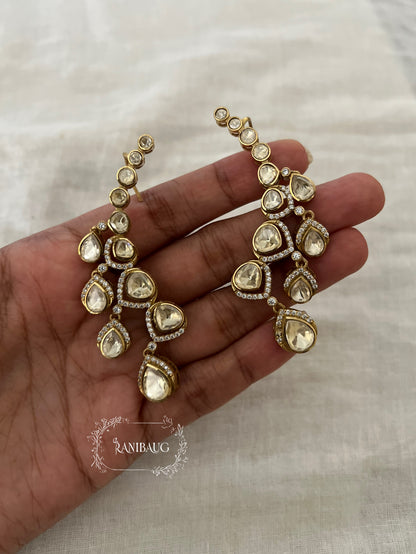 Nitara Polki Cuff Earrings Polki Dangle Drops Designer Earrings By Ranibaug