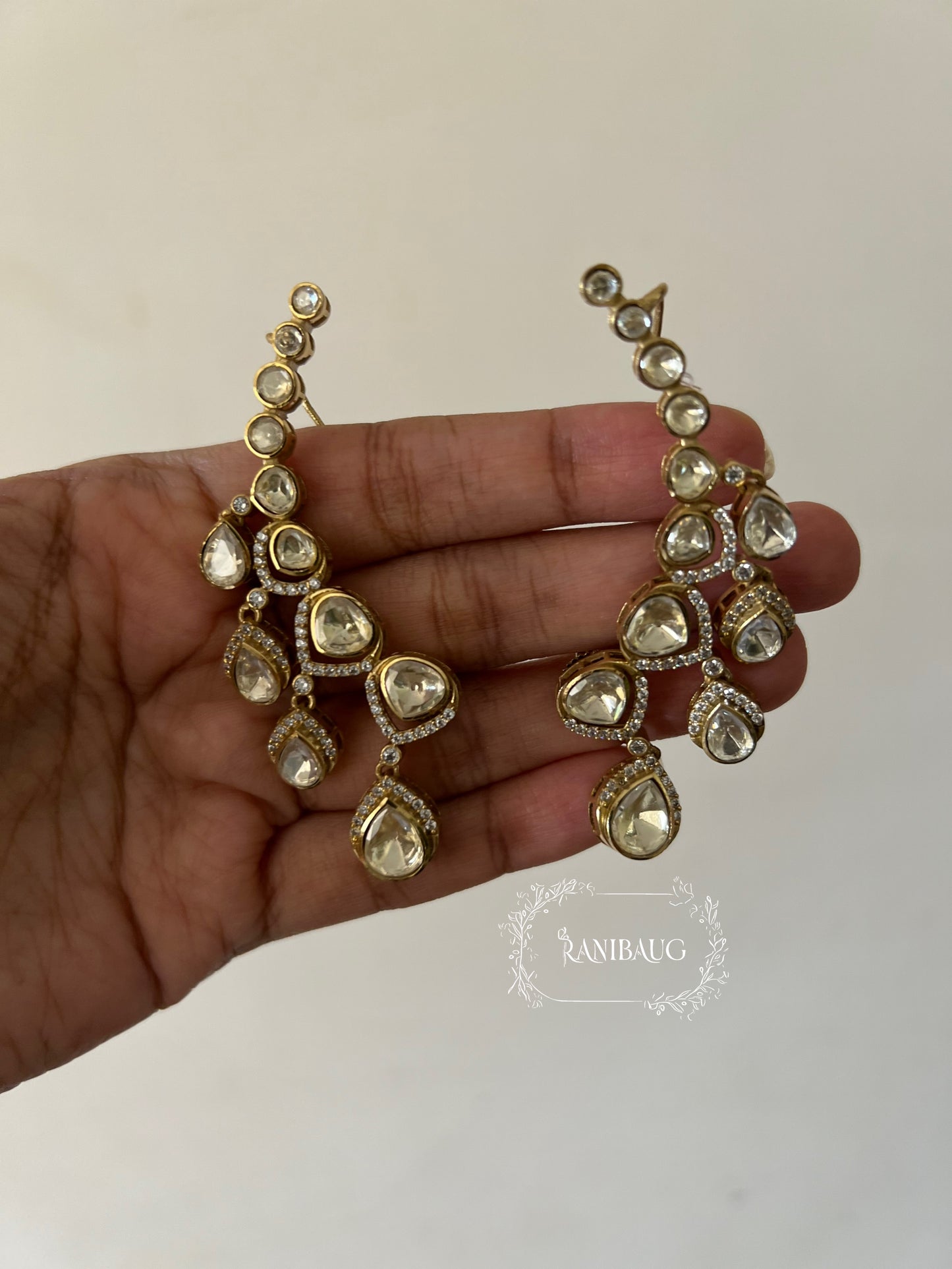 Nitara Polki Cuff Earrings Polki Dangle Drops Designer Earrings By Ranibaug
