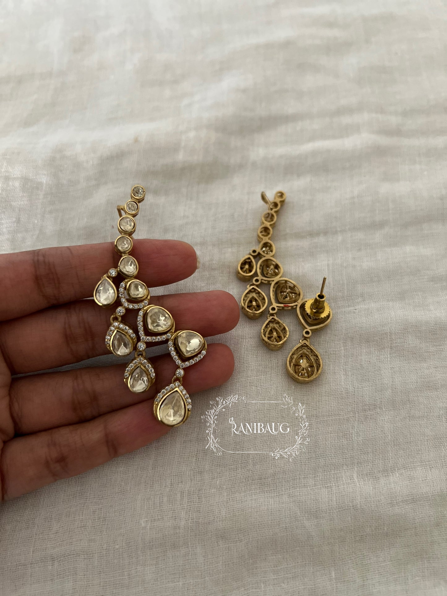 Nitara Polki Cuff Earrings Polki Dangle Drops Designer Earrings By Ranibaug