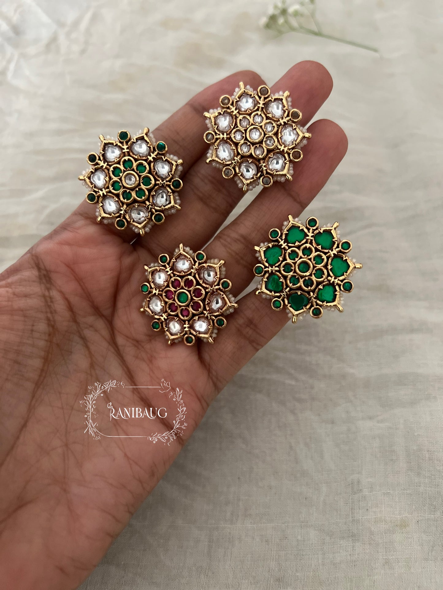 Nitya Floral Motif Kundan Multicolor Ring For Women By Ranibaug