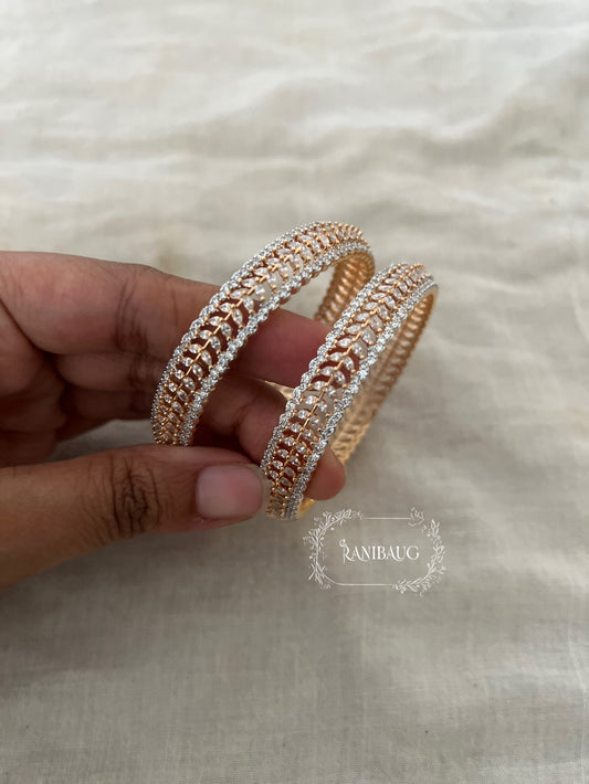 Nitya Luxe Leaf Weave Diamond Bangles Jewelry By Ranibaug