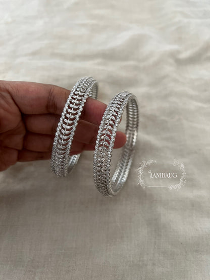 Nitya Luxe Leaf Weave Diamond Bangles Jewelry By Ranibaug
