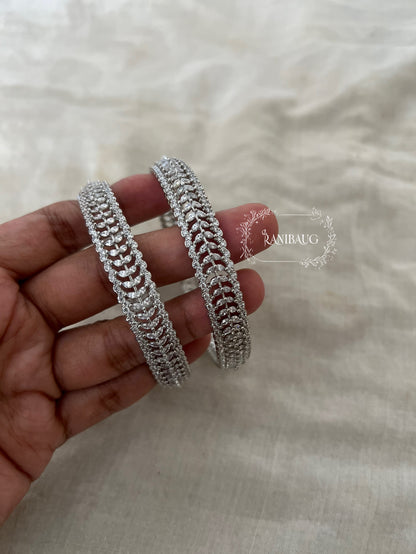 Nitya Luxe Leaf Weave Diamond Bangles Jewelry By Ranibaug