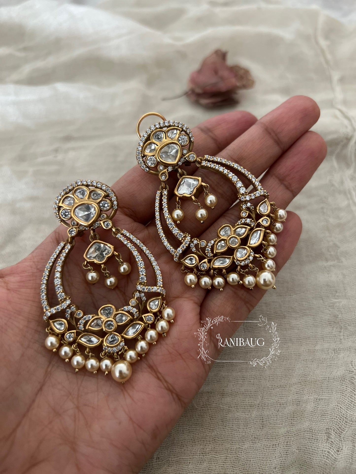 Nitya Vintage Kundan Diamond Drops | Ranibaug