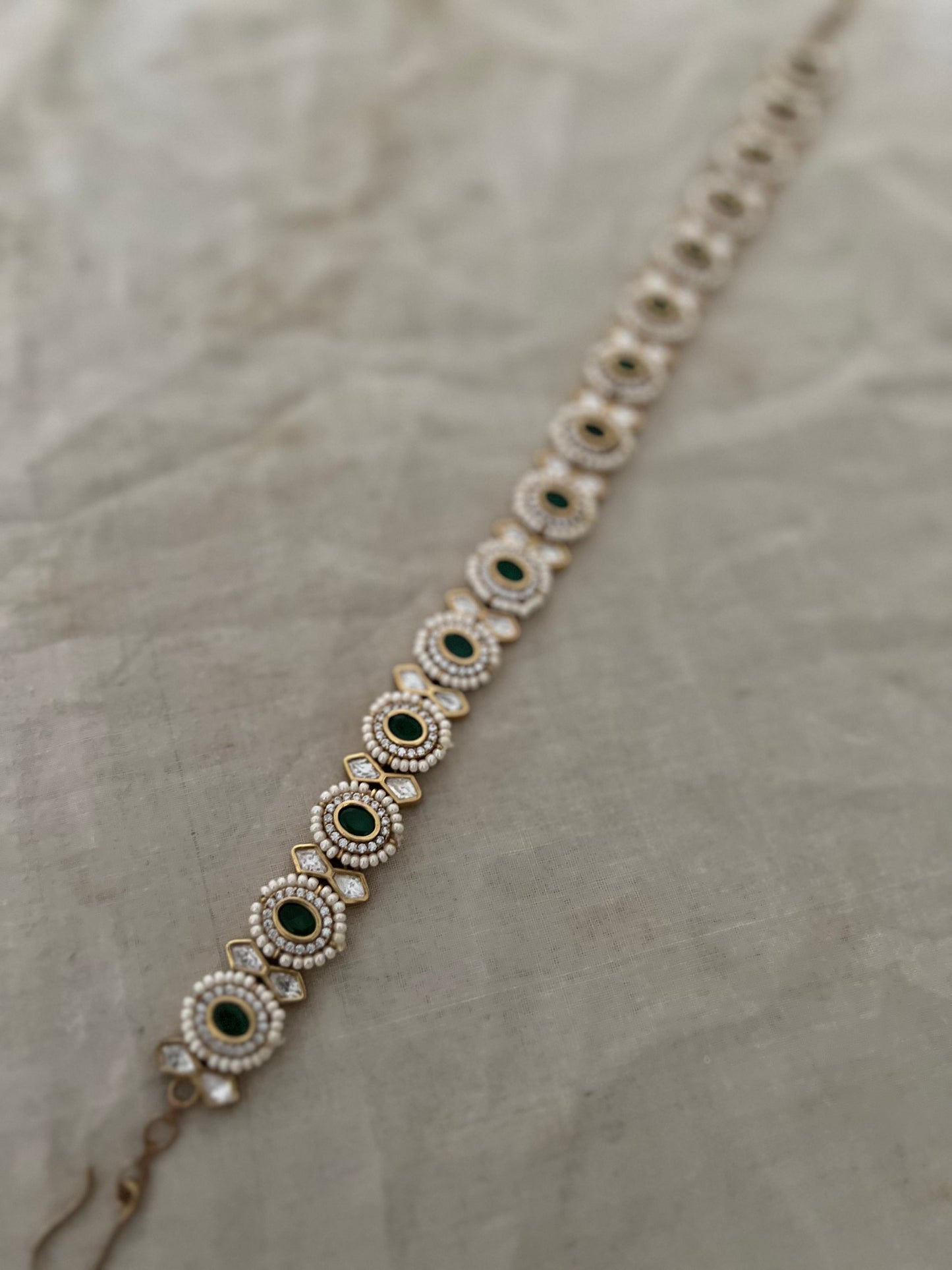 Nityara Round Polki Motif Gold Finish Pearl Adorned Classic Sheeshpatti By Ranibaug
