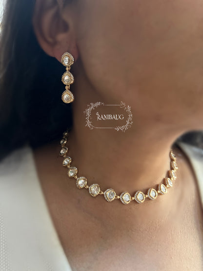 Nivisha Polki Kundan Gold Finish Simple Classic Necklace By Ranibaug