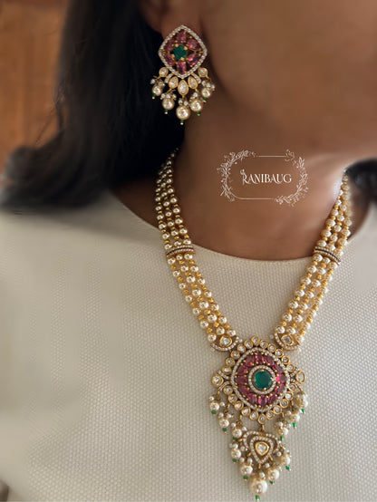 Niyukti Gold Pearl Beaded Rich Finish Polki Studded Designer Festive Necklace Set By Ranibaug | The Royal Wedding Collection 2026