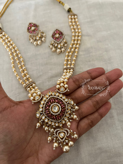 Niyukti Gold Pearl Beaded Rich Finish Polki Studded Designer Festive Necklace Set By Ranibaug | The Royal Wedding Collection 2026