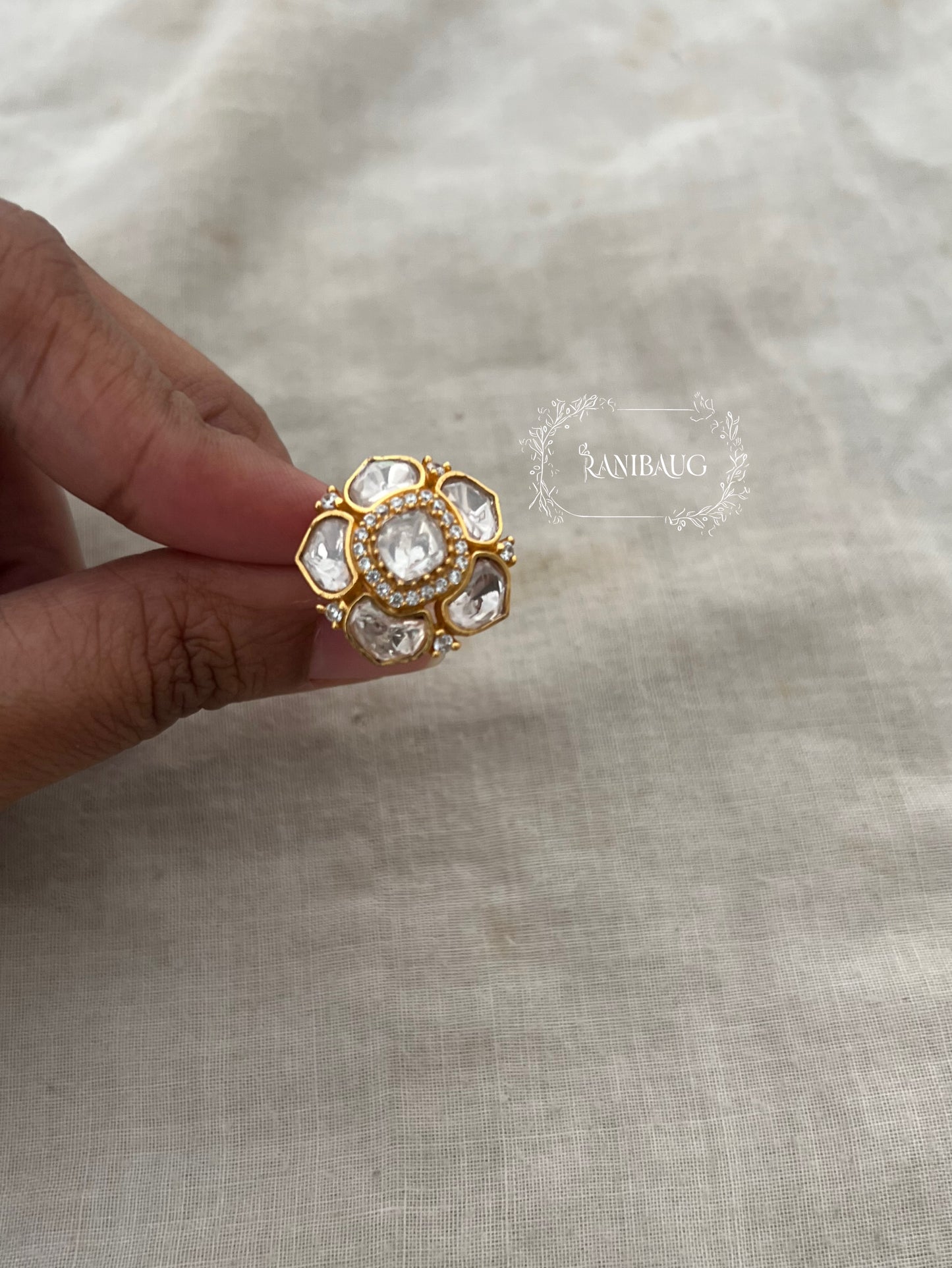 Numi Polki Kundan Floral Ring By Ranibaug