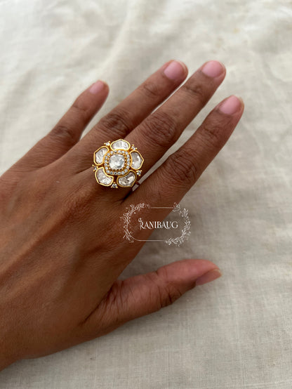 Numi Polki Kundan Floral Ring By Ranibaug