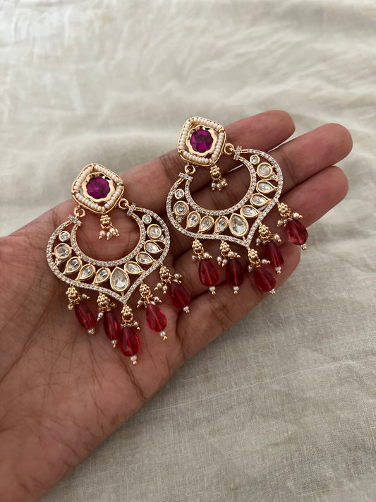 Padma Heritage Polki Kundan Chandbalis by Ranibaug