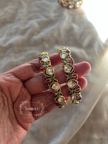 Padma Lotus Motif Gold Plated Polki Bangles By Ranibaug | Statement Wedding Jewellery Collection 2026 (Copy)