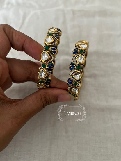 Padma Lotus Motif Gold Plated Polki Bangles By Ranibaug | Statement Wedding Jewellery Collection 2026