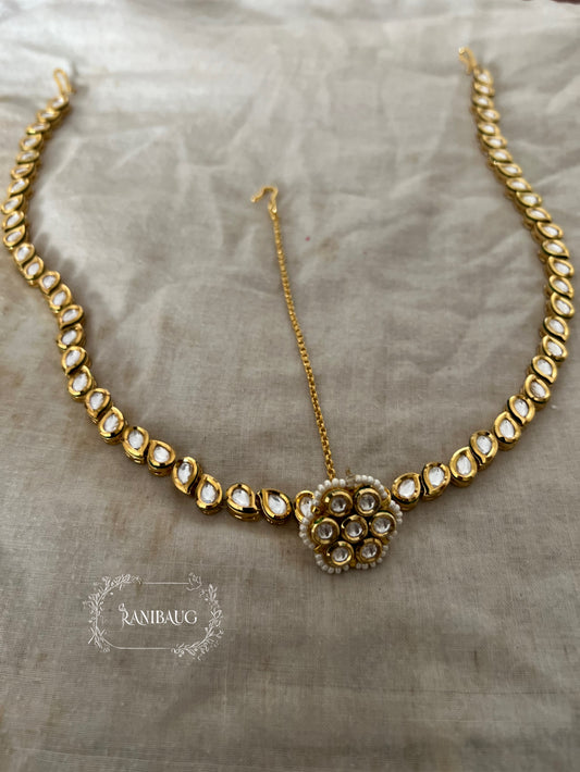 Padmashree Borla Polki Kundan Gold Plated Mathapatti Hair Jewelry By Ranibaug