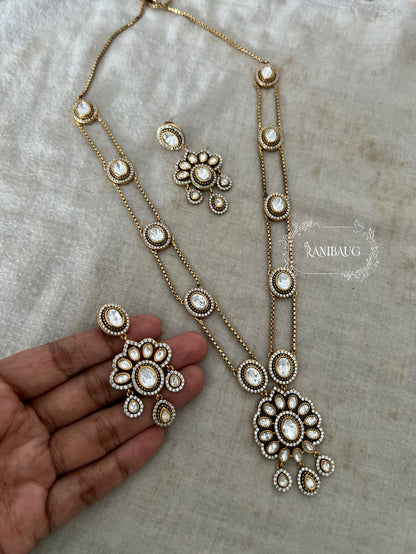 Padmashri Polki Adorned Victorian Finish Designer Necklace Jewelry Set By Ranibaug