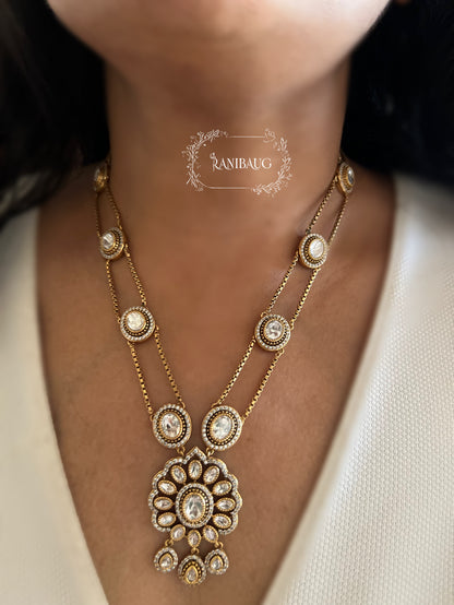 Padmashri Polki Adorned Victorian Finish Designer Necklace Jewelry Set By Ranibaug