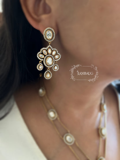 Padmashri Polki Adorned Victorian Finish Designer Necklace Jewelry Set By Ranibaug