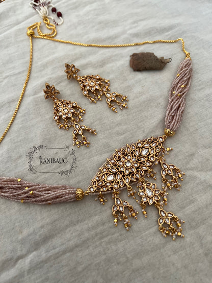 Padmini Traditional Heritage Temple Necklace Jewellery Set By Ranibaug Wiith Earrings